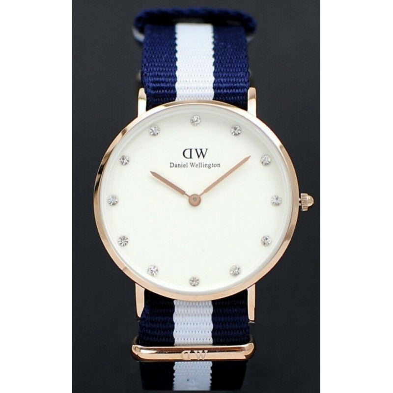 Daniel Wellington Classy Glasgow White Dial Two Tone Nylon Strap Watch For Women - DW00100078