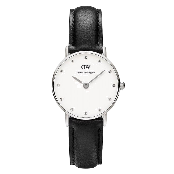 Daniel Wellington Classy Sheffield White Dial Black Leather Strap Watch For Women - DW00100068