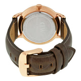 Daniel Wellington Dapper Bristol White Dial Brown Leather Strap Watch For Women - DW00100094