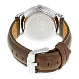 Daniel Wellington Dapper Bristol White Dial Brown Leather Strap Watch For Women - DW00100098