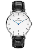 Daniel Wellington Dapper Reading Quartz White Dial Black Leather Strap Watch For Women - DW00100117