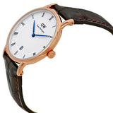 Daniel Wellington Dapper York White Dial Brown Leather Strap Watch For Women - DW00100093