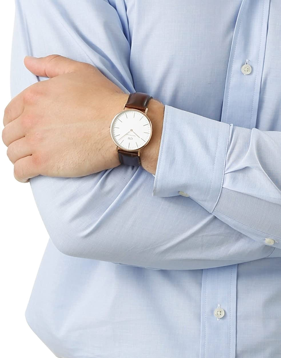 Daniel Wellington Classic Bristol White Dial Brown Leather Strap Watch For Men - DW00100009