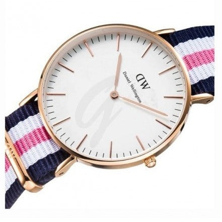 Daniel Wellington Classic South Hampton White Dial Two Tone Nylon Strap Watch For Women - DW00100034