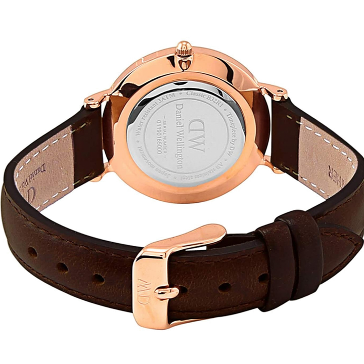 Daniel Wellington Classy York White Dial Brown Leather Strap Watch For Women - DW00100061