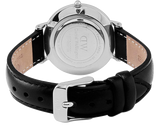Daniel Wellington Classy Sheffield White Dial Black Leather Strap Watch For Women - DW00100080