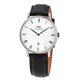 Daniel Wellington Dapper Sheffield White Dial Black Leather Strap Watch For Men - DW00100088
