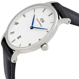 Daniel Wellington Dapper Sheffield White Dial Black Leather Strap Watch For Women - DW00100096