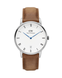 Daniel Wellington Dapper Durham Analog White Dial Brown Leather Strap Watch For Women - DW00100114