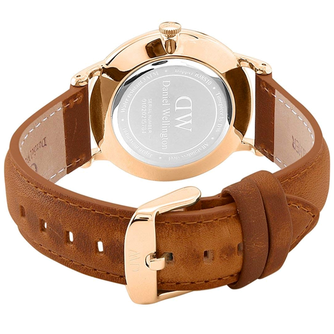 Daniel Wellington Dapper Durham White Dial Brown Leather Strap Watch For Men - DW00100115