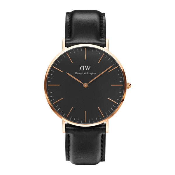 Daniel Wellington Classic Sheffield Black Dial Black Leather Strap Watch For Men - DW00100127