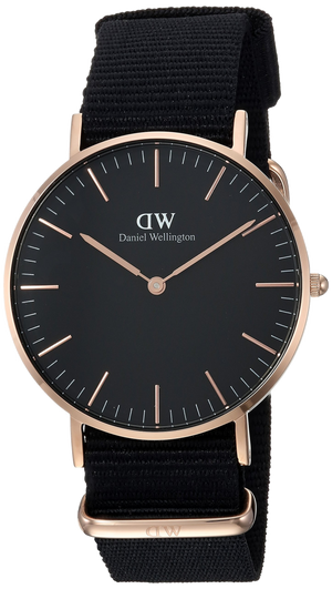 Daniel Wellington Classic Cornwall Black Dial Black NATO Strap Watch For Women - DW00100150
