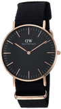 Daniel Wellington Classic Cornwall Black Dial Black NATO Strap Watch For Women - DW00100150