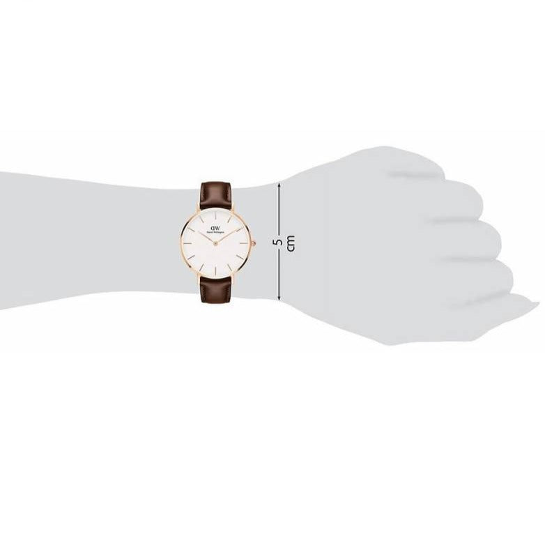 Daniel Wellington Classic Petite Bristol White Dial Brown Leather Strap Watch For Women - DW00100171