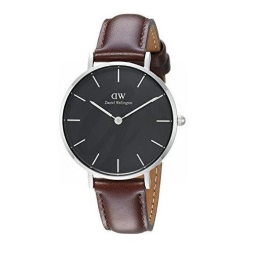 Daniel Wellington Classic Petite Bristol Black Dial Brown Leather Strap Watch For Women - DW00100177
