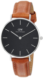 Daniel Wellington Petite Sterling Black Dial Brown Leather Strap Watch For Women - DW00100178