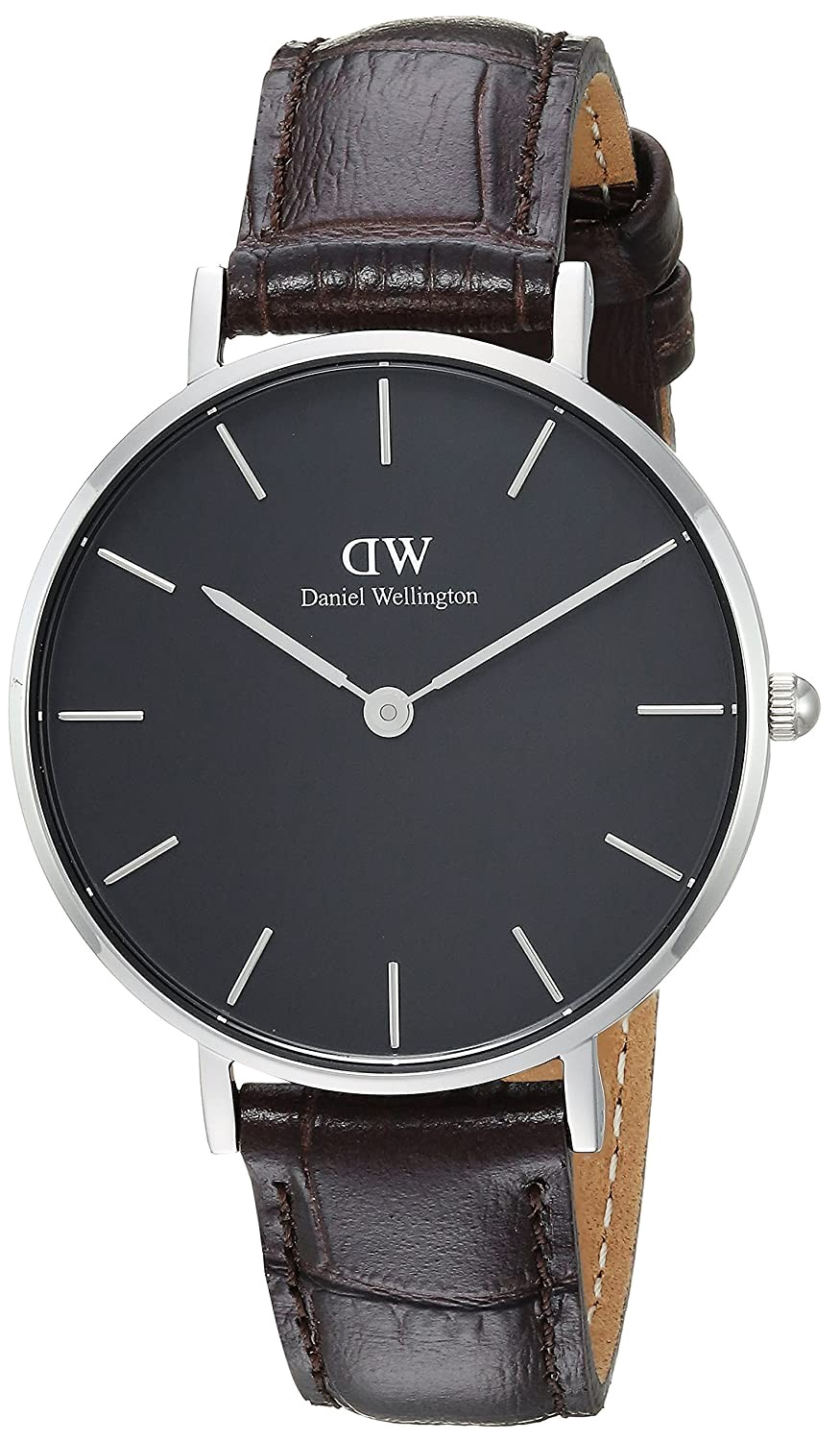 Daniel Wellington Classic Petite York Black Dial Brown Leather Strap Watch For Women - DW00100182