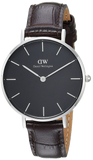 Daniel Wellington Classic Petite York Black Dial Brown Leather Strap Watch For Women - DW00100182