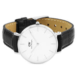 Daniel Wellington Classic Petite Reading White Dial Black Leather Strap Watch For Women - DW00100185