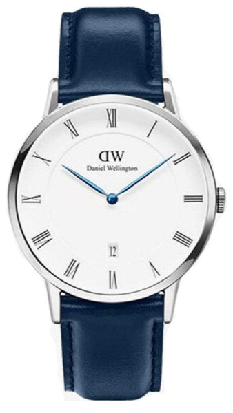 Daniel Wellington Classic Sheffield White Dial Navy Blue Leather Strap Watch For Women - DW00100194