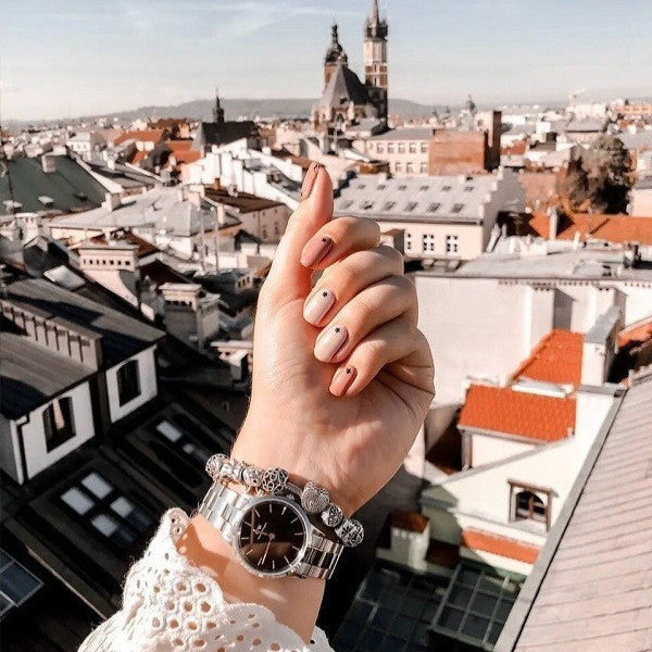 Daniel Wellington Iconic Link Black Dial Silver Steel Strap Watch For Women - DW00100206