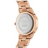 Daniel Wellington Iconic Link White Dial Rose Gold Steel Strap Watch For Women - DW00100211