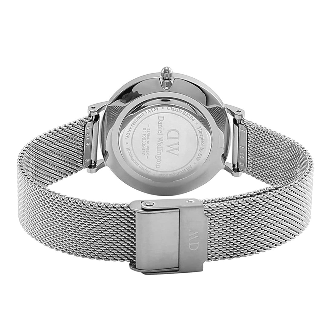 Daniel Wellington Petite Sterling Black Dial Silver Mesh Bracelet Watch For Women - DW00100218
