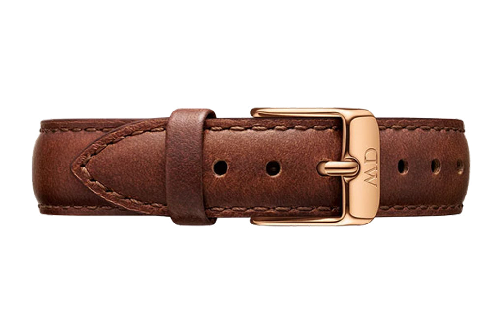 Daniel Wellington Classic Petite St Mawes Black Dial Brown Leather Strap Watch For Women - DW00100225