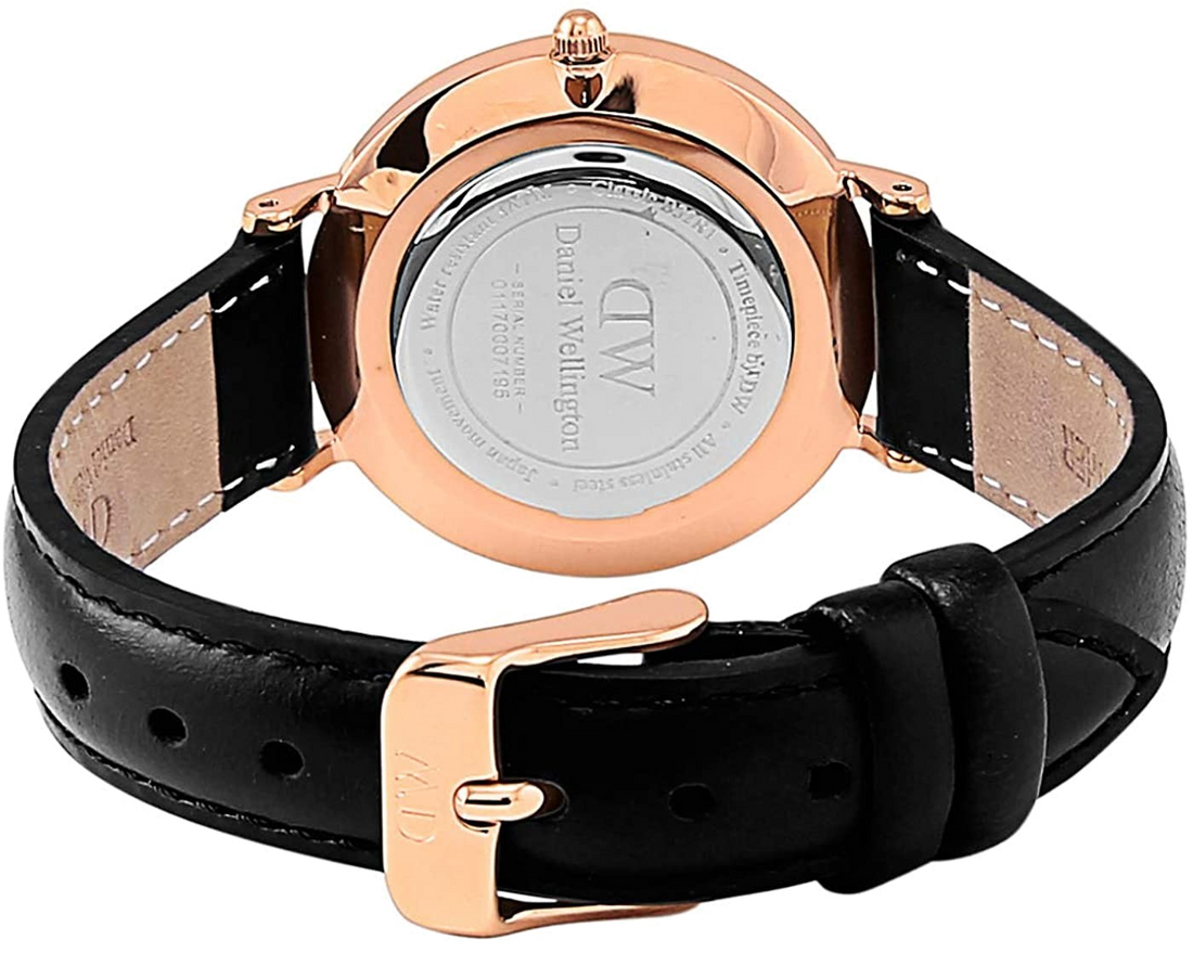 Daniel Wellington Classic Petite Sheffield White Dial Black Leather Strap Watch For Women - DW00100230