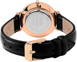 Daniel Wellington Classic Petite Sheffield White Dial Black Leather Strap Watch For Women - DW00100230