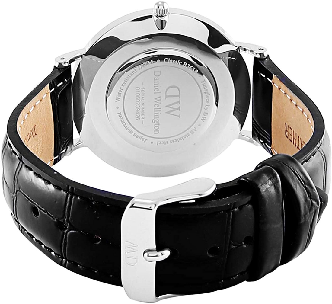 Daniel Wellington Classic Petite Reading White Dial Black Leather Strap Watch For Women - DW00100241
