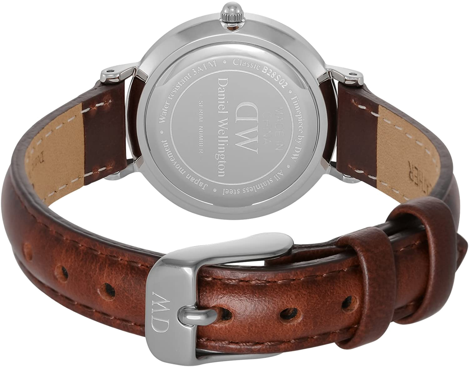 Daniel Wellington Petite White Dial Brown Leather Strap Watch For Women - DW00100243