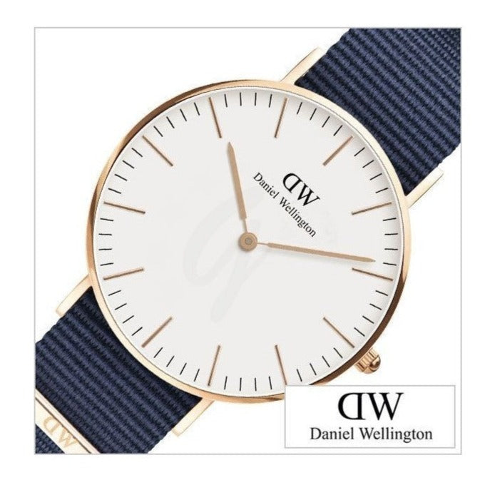 Daniel Wellington Classic Bayswater White Dial Navy Blue NATO Strap Watch For Women - DW00100279