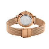 Daniel Wellington Petite Melrose Black Dial Rose Gold Mesh Strap Watch For Women - DW00100303