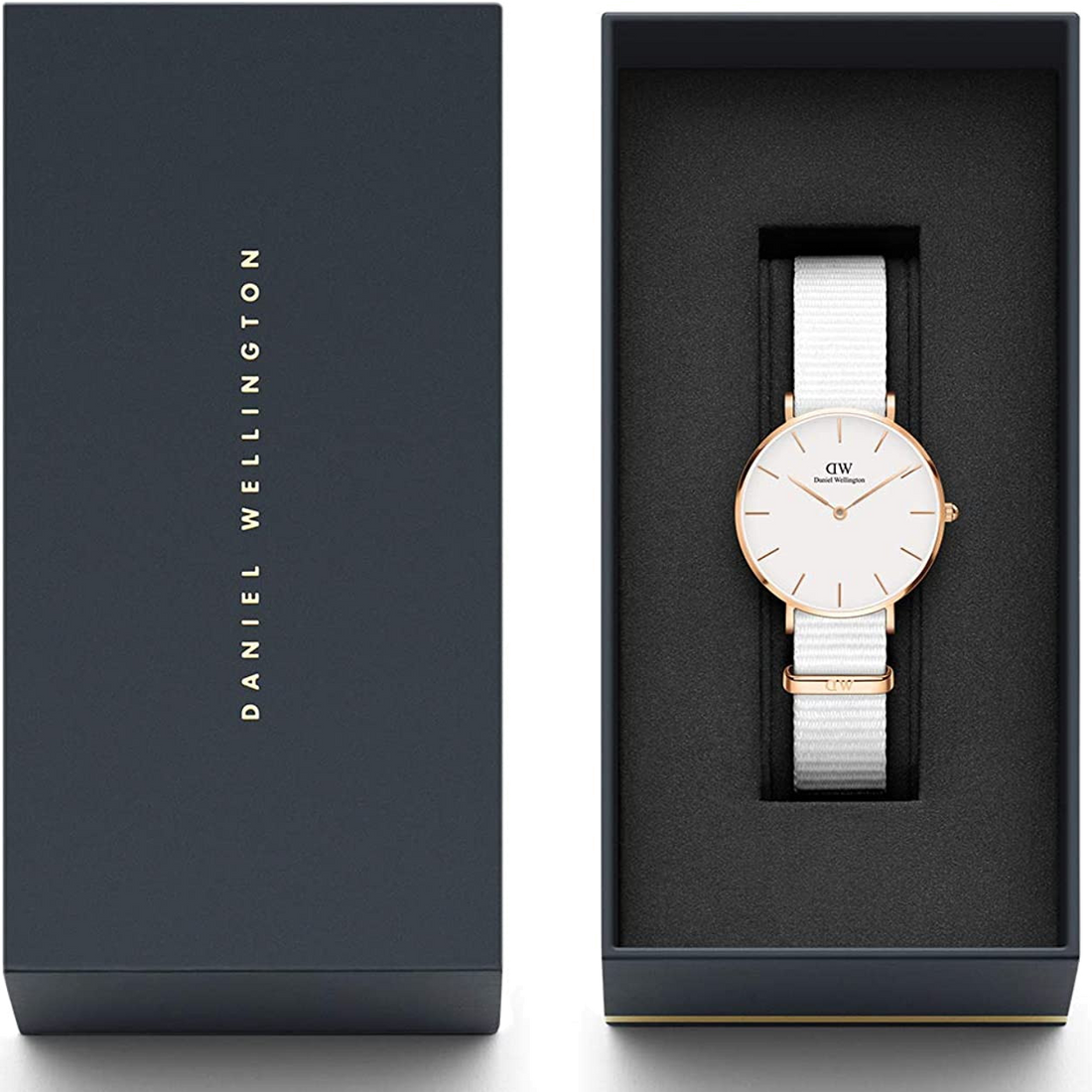 Daniel Wellington Classic Petite Dover White Dial White Nylon Strap Watch For Women - DW00100311