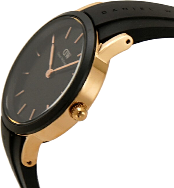 Daniel Wellington Iconic Motion Black Dial Rubber Strap Watch For Women - DW00100426