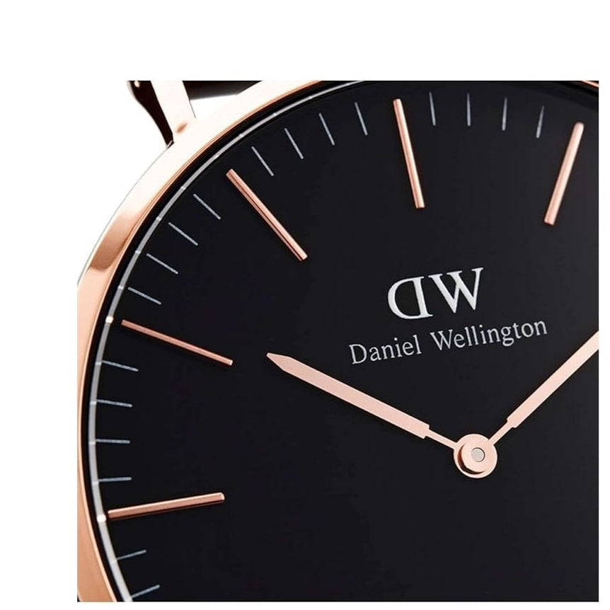 Daniel Wellington Classic Sheffield Black Dial Black Leather Strap Watch For Men - DW00100127