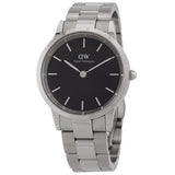 Daniel Wellington Iconic Link Black Dial Silver Steel Strap Watch For Women - DW00100208