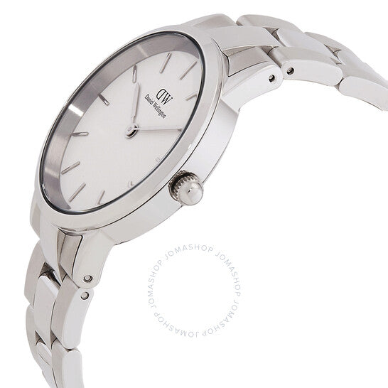 Daniel Wellington Iconic Link White Dial Silver Steel Strap Watch for Women - DW00100203