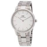 Daniel Wellington Iconic Link White Dial Silver Steel Strap Watch for Women - DW00100203