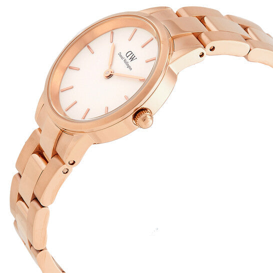 Daniel Wellington Iconic Link White Dial Rose Gold Steel Strap Watch for Women - DW00100213