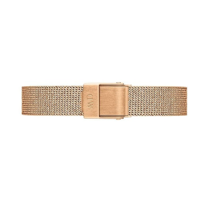 Daniel Wellington Petite Pressed Melrose Black Dial Rose Gold Mesh Strap Watch For Women - DW00100440