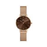 Daniel Wellington Petite Amber Brown Dial Gold Mesh Strap Watch For Women - DW00100476