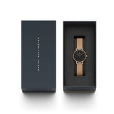 Daniel Wellington Classic Petite Melrose Black Dial Rose Gold Mesh Bracelet Watch For Women - DW00100217