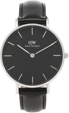 Daniel Wellington Petite Sheffield Black Dial Black Leather Strap Watch For Women - DW00100180