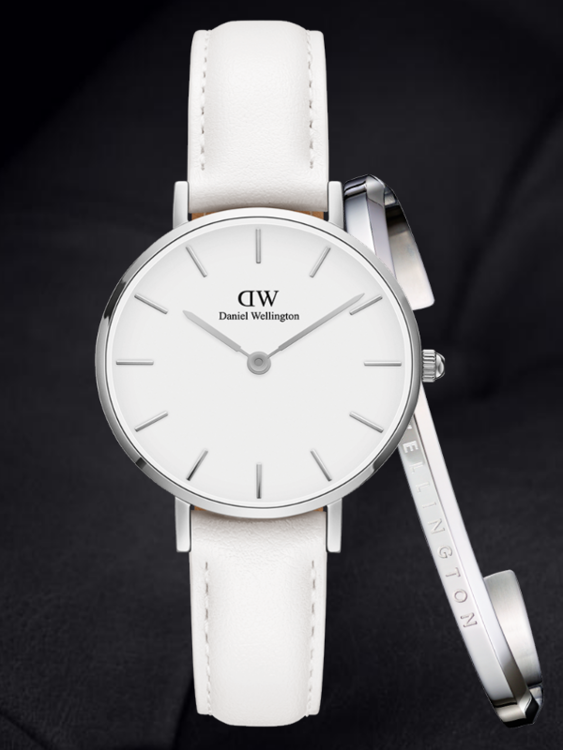 Daniel Wellington Petite Bondi White Dial White Leather Strap Watch For Women - DW00100190