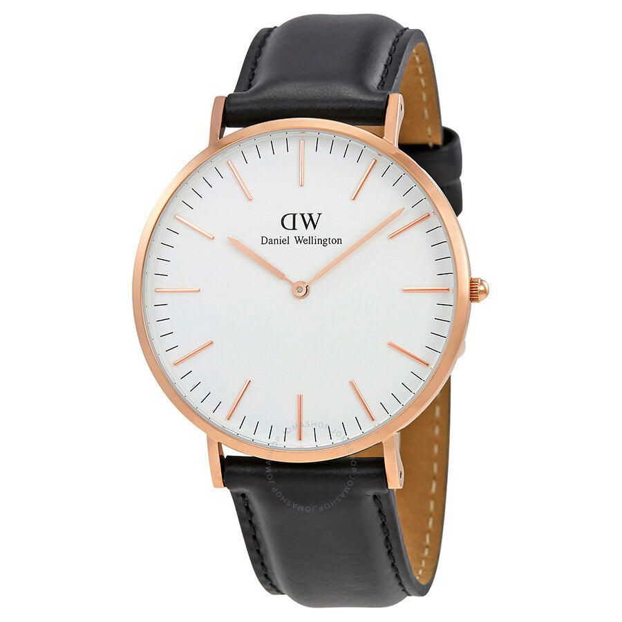 Daniel Wellington Petite Reading White Dial Black Leather Strap Watch For Women - DW00100173