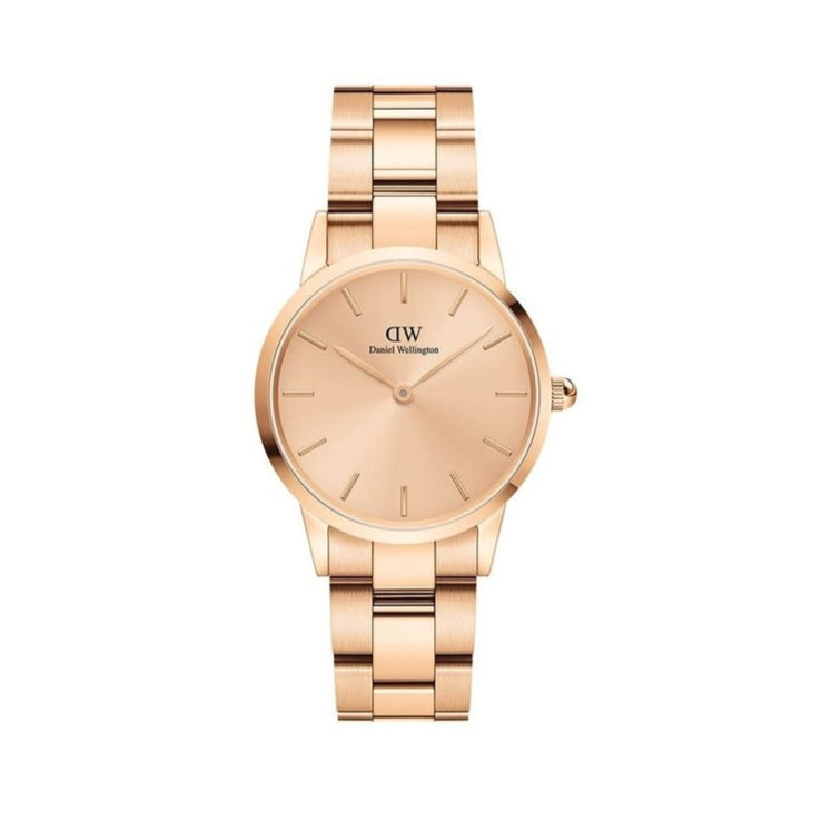 Daniel Wellington Iconic Link Unitone Rose Gold Dial Rose Gold Steel Strap Watch For Women - DW00100401