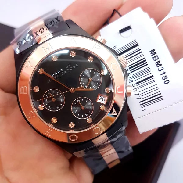 Marc Jacobs Blade Chronograph Grey Dial Two Tone Steel Strap Watch for Women - MBM3180