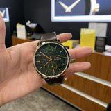 Tommy Hilfiger Hunter Green Dial Brown Leather Strap Watch for Men - 1791607